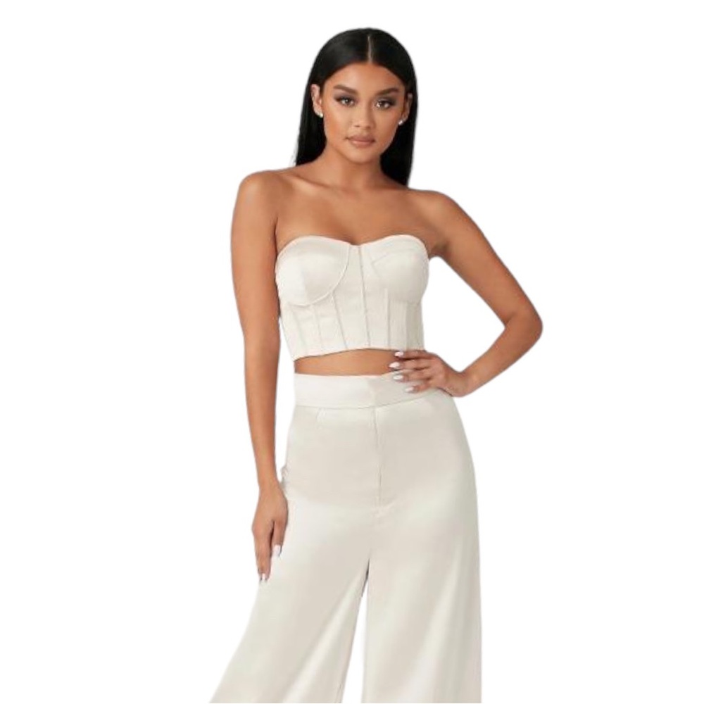Meshki Cream Strapless Bustier Top